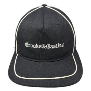 Crooks & Castles Snapback Black One Size Hat Contrast Piping Embroidered Logo